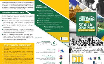 Protecting Children from Sexual Exploitation in Travel and Tourism
