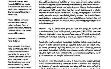 How do social determinants affect human trafficking in Southeast Asia, and what can we do about it? A systematic review
