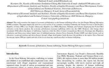 Impact of Economic Globalization on the Human Trafficking in the Greater Mekong Sub-region Countries