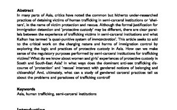Gendered discipline and protective custody of human trafficking victims in Asia