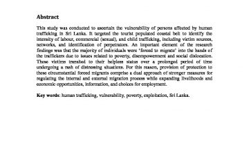 Victims of human trafficking in Sri Lanka: Narratives of Women, children and youth
