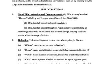 Human Trafficking and Transportation (Control) Act, 2064