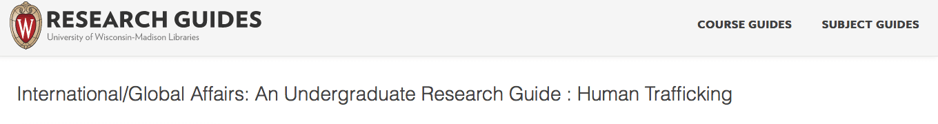 An Undergraduate Research Guide: Human Trafficking