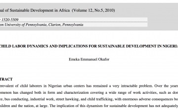 Child Labor Dynamics and Implications for Sustainable Development in Nigeria