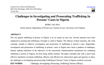 Challenges in Investigating and Prosecuting Trafficking In  Persons’ Cases in Nigeria