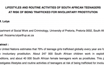 Lifestyles and Routine Activities of South African Teenagers at Risk of Being Trafficked for Involuntary Prostitution
