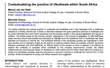 Contextualizing the practice of Ukuthwala within South Africa