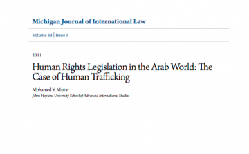 Human Rights Legislation in the Arab World: The Case of Human Trafficking