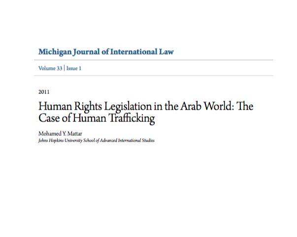 Human Rights Legislation in the Arab World: The Case of Human Trafficking