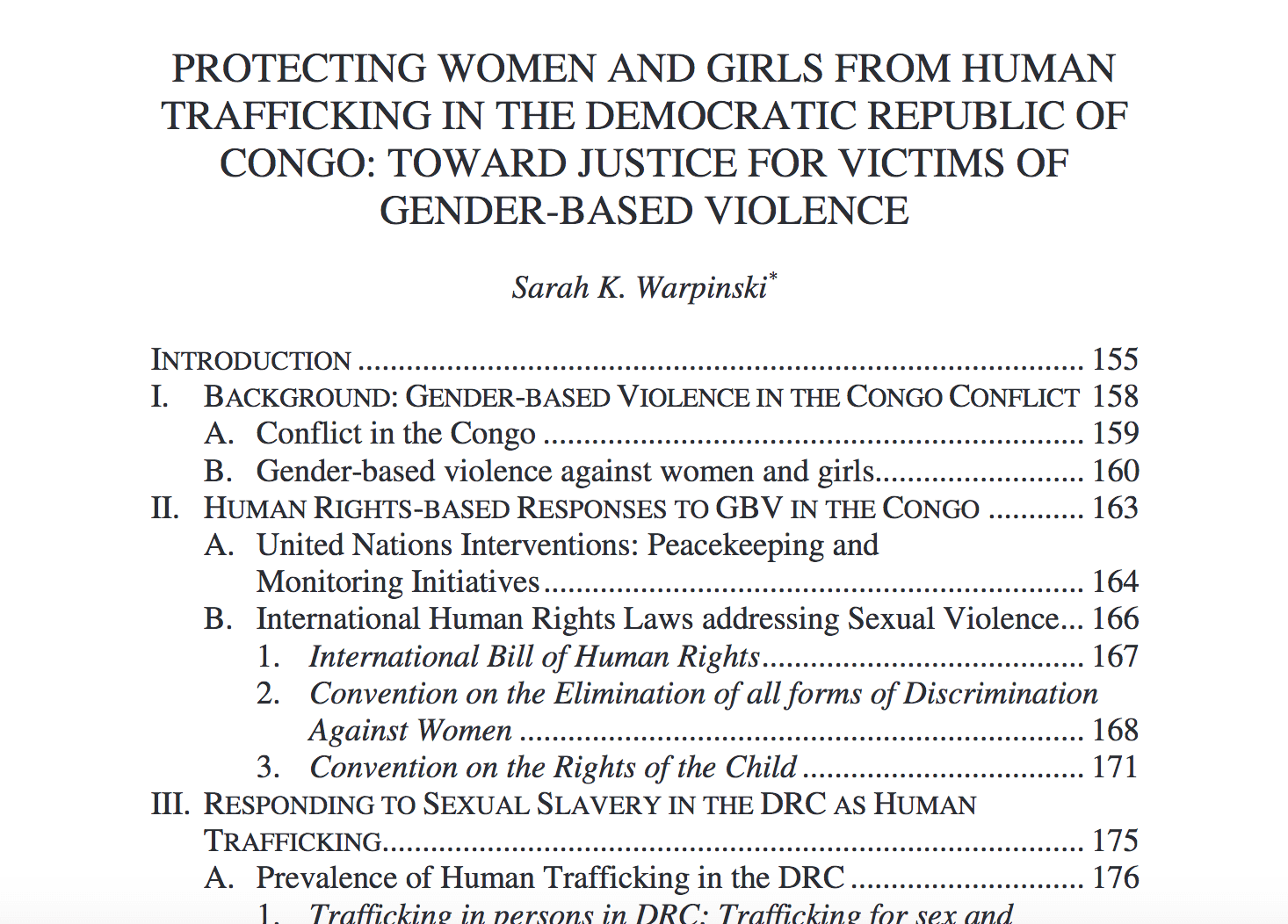 Protecting women and girls from human trafficking in the Democratic Republic of Congo: Toward justice for victims of gender-based violence