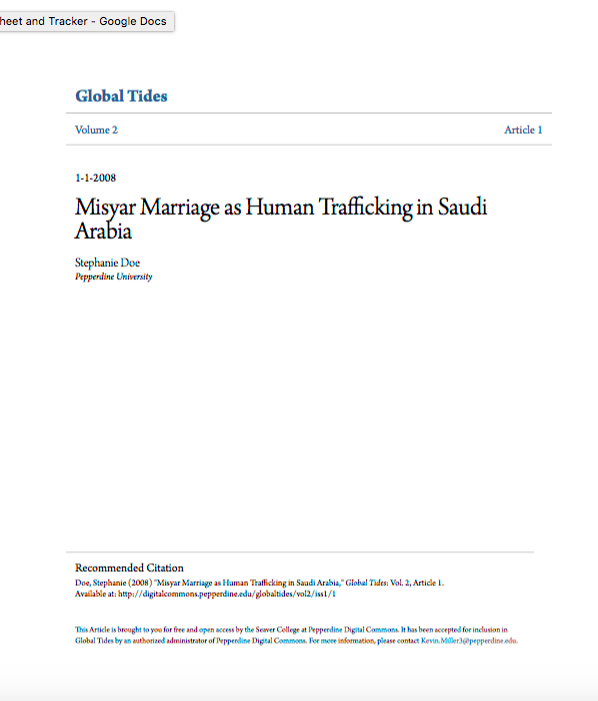 Misyar Marriage as Human Trafficking in Saudi Arabia