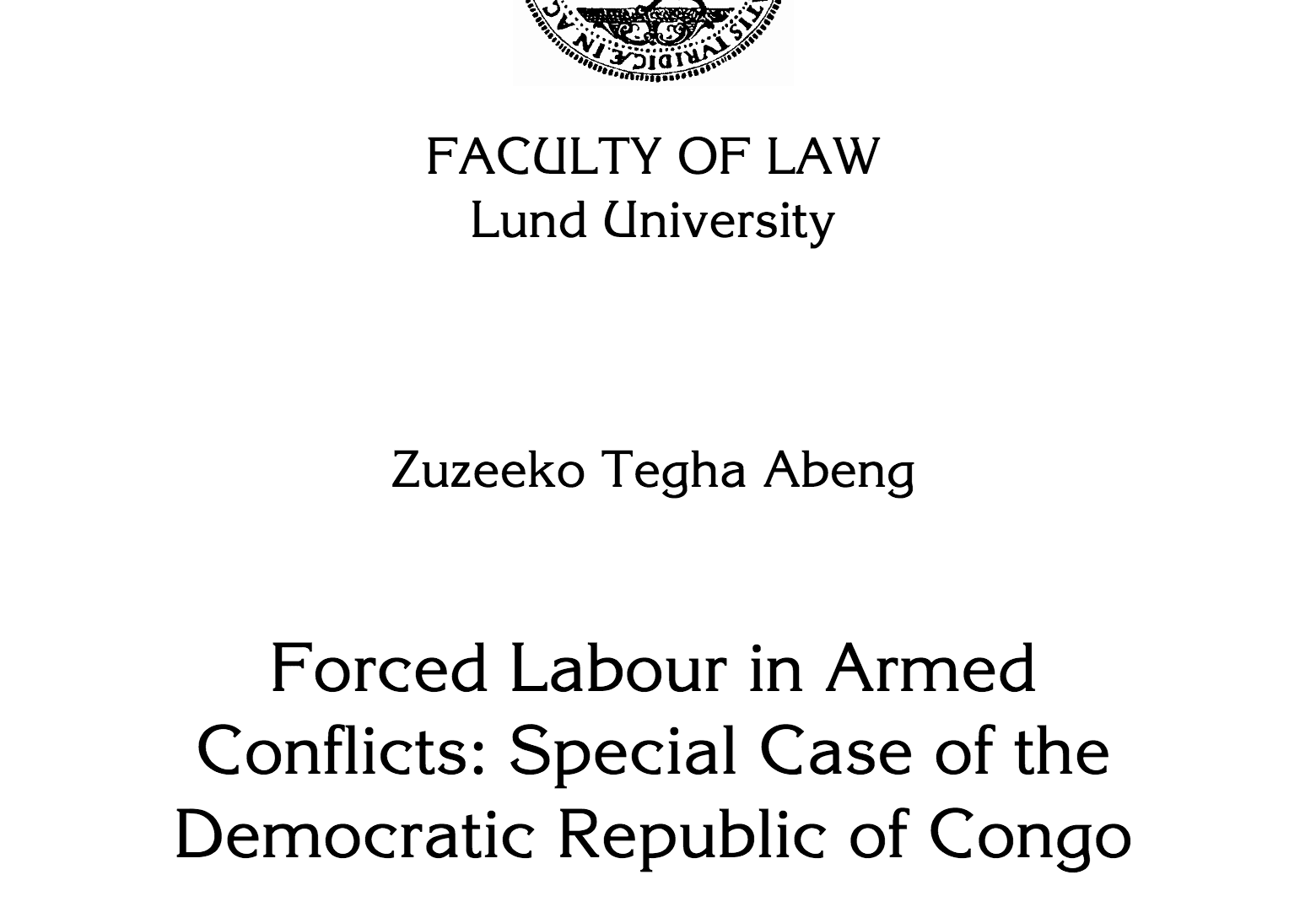 Forced labor in armed conflicts: special case of the Democratic Republic of Congo