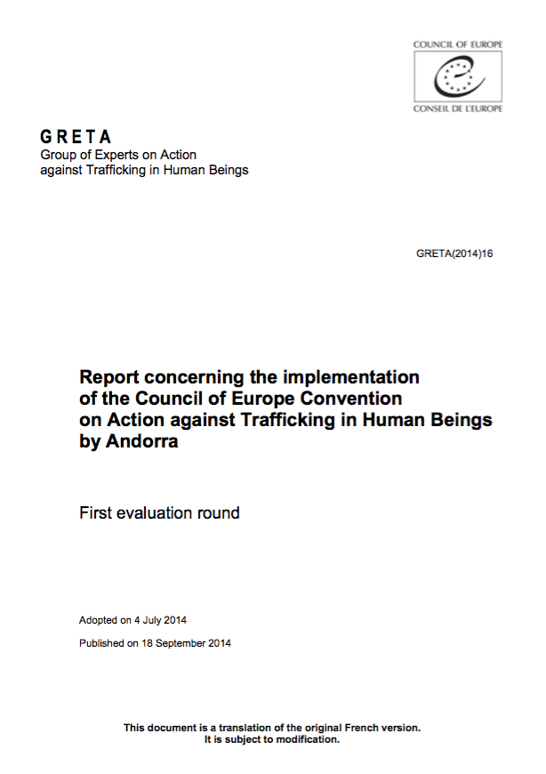 Report concerning the implementation of the Council of Europe Convention on Action against Trafficking in Human Beings by Andorra