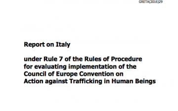 Report on Italy under Rule 7 of the Rules of Procedure for evaluating implementation of the Council of Europe Convention on Action against Trafficking in Human Beings