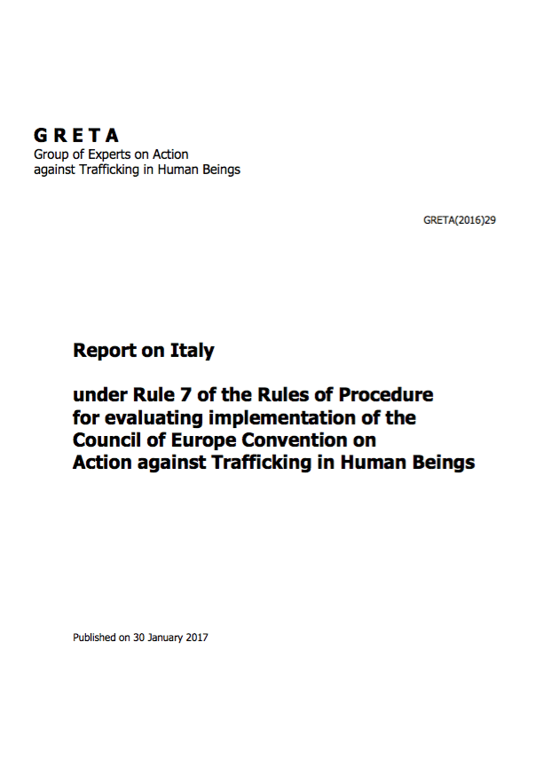 Report on Italy under Rule 7 of the Rules of Procedure for evaluating implementation of the Council of Europe Convention on Action against Trafficking in Human Beings