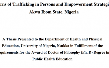 Patterns of trafficking in persons and empowerment strategies in Awka Ibom State, Nigeria