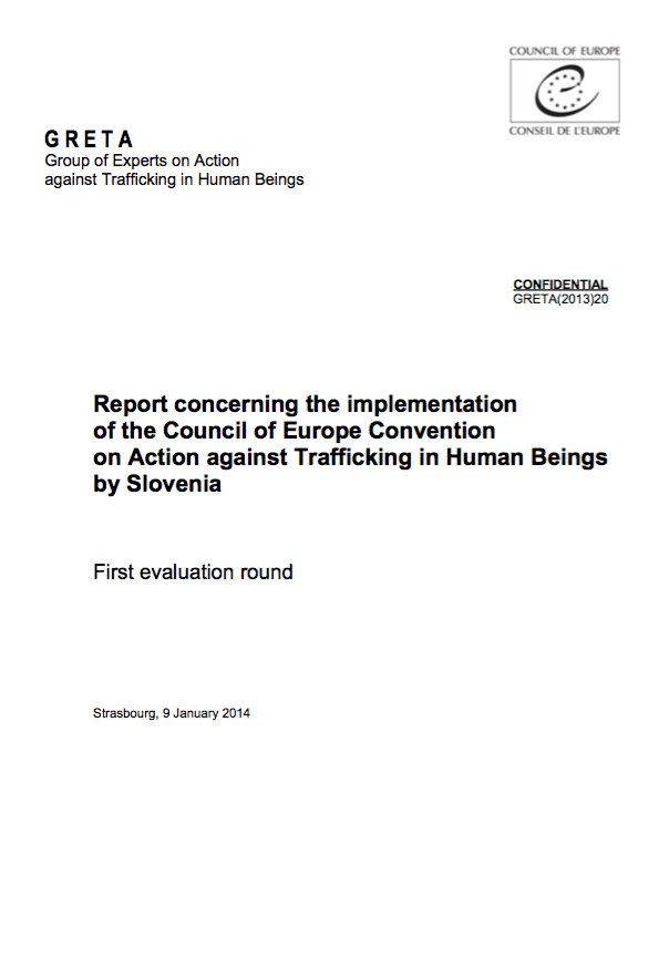 Report concerning the implementation of the Council of Europe Convention on Action against Trafficking in Human Beings by Slovenia