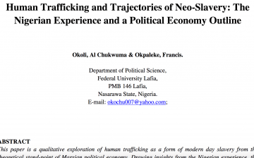 Human trafficking and trajectories of neo-slavery: the Nigerian experience and a political economy outline