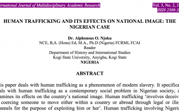 Human trafficking and its effects on national image: the Nigerian case