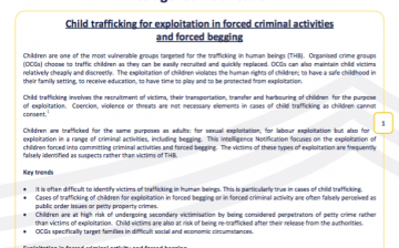 Child trafficking for exploitation in forced criminal activities and forced begging