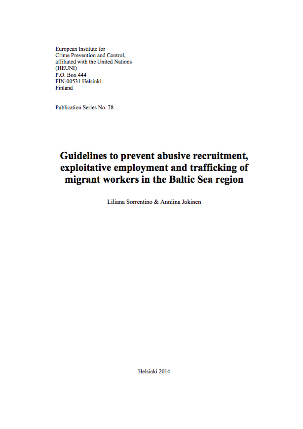 Guidelines to prevent abusive recruitment, exploitative employment and trafficking of migrant workers in the Baltic Sea region