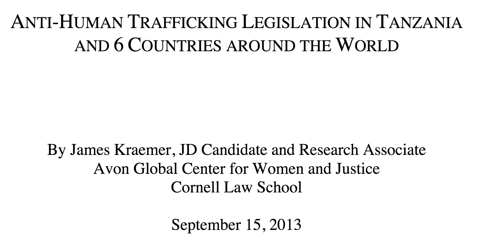 Anti-human trafficking legislation in Tanzania and 6 countries around the world