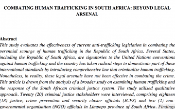 Combating human trafficking in South Africa: Beyond legal arsenal