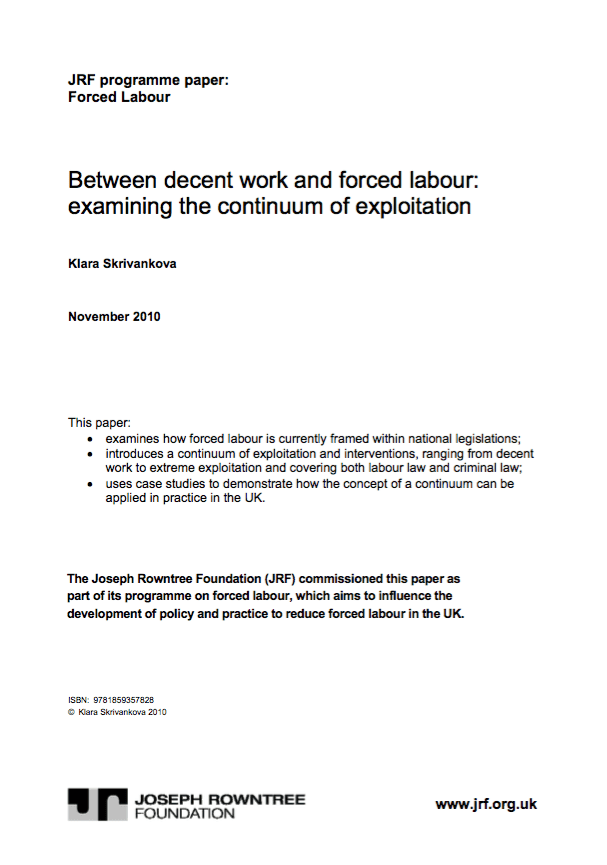 Between decent work and forced labour: examining the continuum of exploitation
