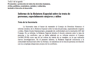Informe de la Relatora Especial sobre la trata de personas, especialmente mujeres y niños
