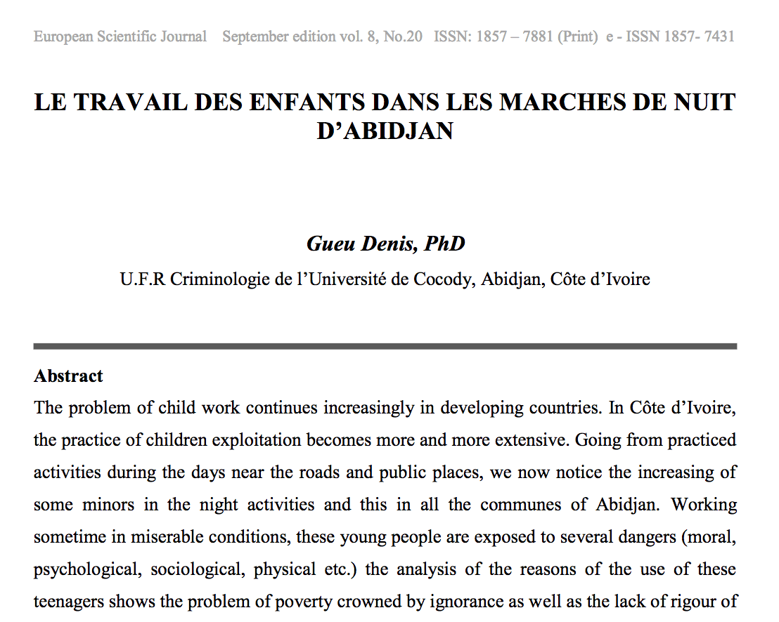 Le travail des enfants dans les marches de nuit d’Abidjan