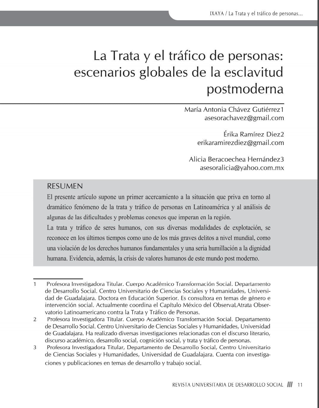 La Trata y el tráfico de personas: escenarios globales de la esclavitud moderna