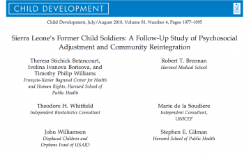 Sierra Leone’s Former Child Soldiers: A Follow-Up Study of Psychosocial Adjustment and Community Reintegration