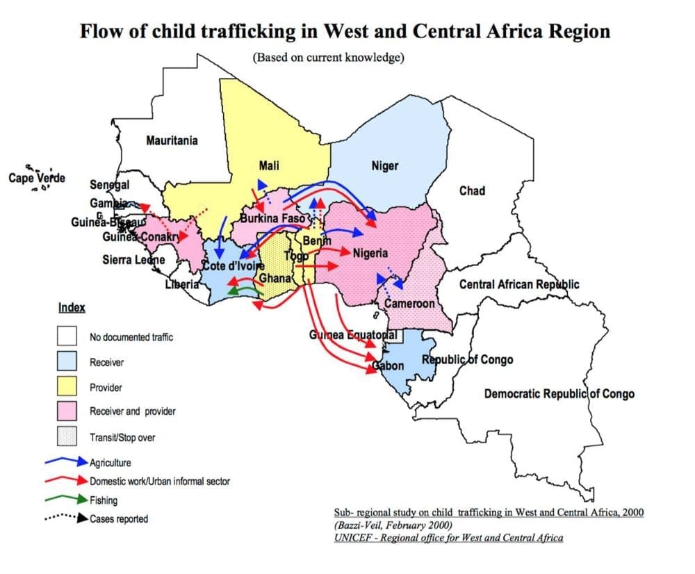 An overview of human trafficking, especially child trafficking, in Sierra Leone, Liberia, and Guinea.