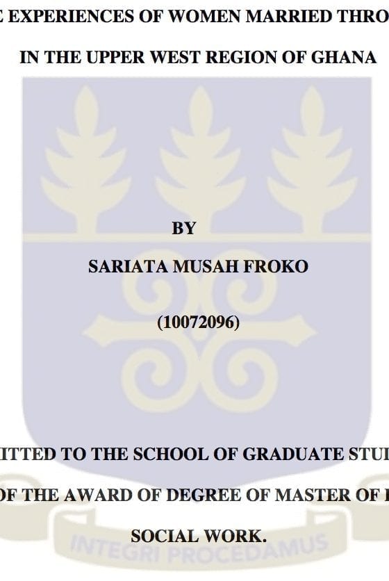 Exploring the experiences of women married through abduction in the upper west region of Ghana