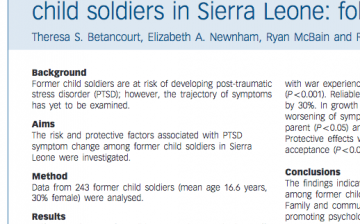 Post-traumatic stress symptoms among former child soldiers in Sierra Leone: follow-up study