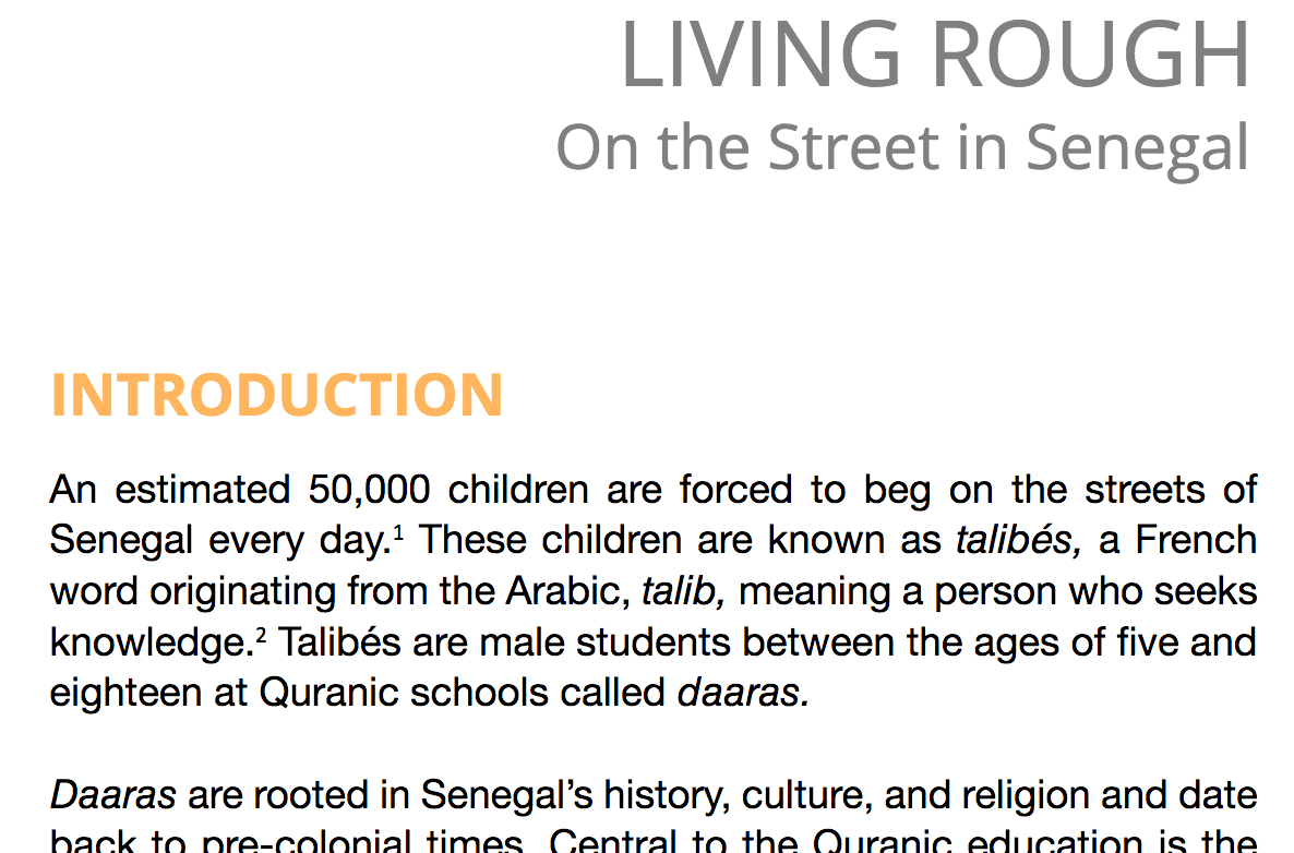 Living Rough on the Street in Senegal