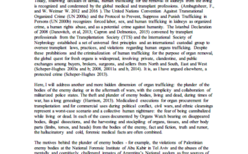 Organ Trafficking During Times of War and Political Conflict