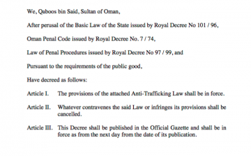Royal Decree No 126 / 2008: Anti-Trafficking Law