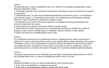 Saudi Arabia: Anti-Trafficking in Persons Law