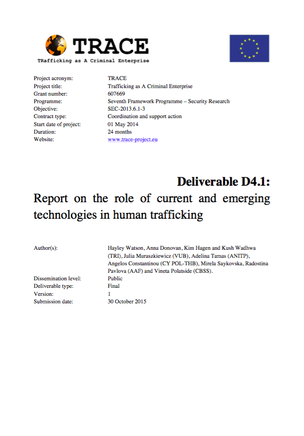 Report on the role of current and emerging technologies in human trafficking