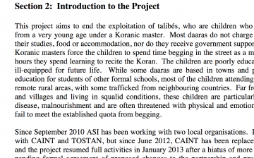 Midterm Review of Project to End Forced Child Begging in Senegal