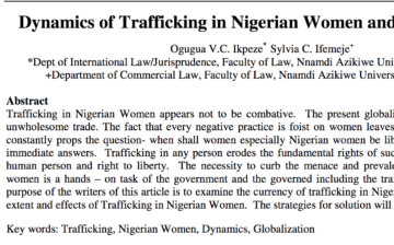 Vulnerability of Nigerian Secondary School to Human Sex Trafficking in Nigeria