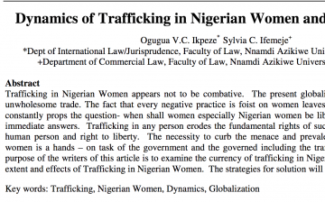 Dynamics of Trafficking in Nigerian Women and Globalization