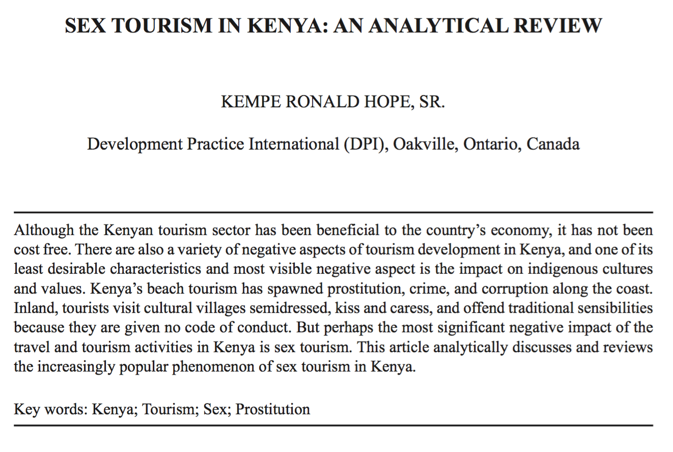 Sex tourism in Kenya: An analytica review - Human Trafficking Search