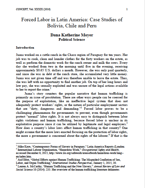 Forced Labor in Latin America: Case Studies of Bolivia, Chile and Peru