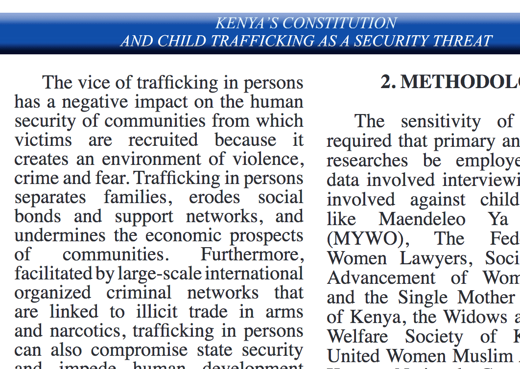 Kenya’s constitution and child trafficking as a security threat