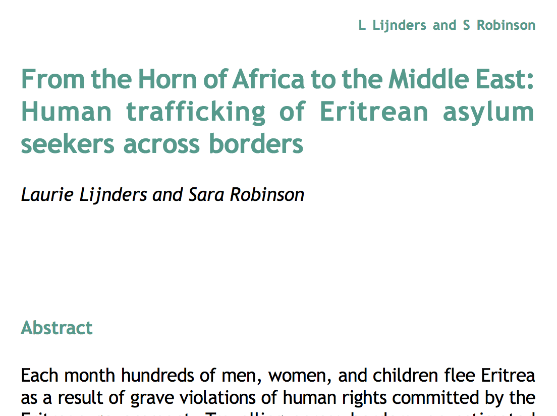 From the Horn of Africa to the Middle East: Human trafficking of Eritrean asylum seekers across borders