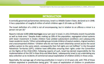 Global Monitoring Status of Action against Commercial Sexual Exploitation of Children: Executive Summary Israel