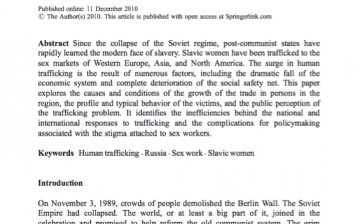 Human Trafficking in Russia and Other Post-Soviet States