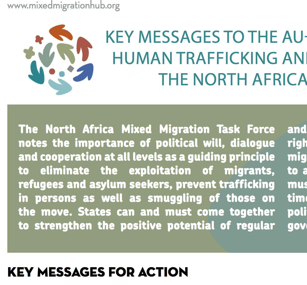 Key messages to the AU-Horn of Africa initiative on human trafficking and smuggling of migrants by the North Africa Mixed Migration Task Force